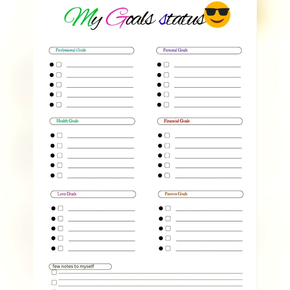 Colorful Goal Planner